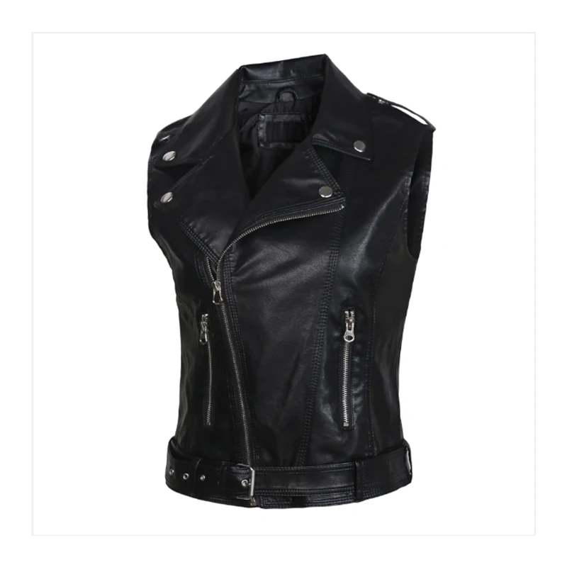 Women's Vest 2023 Ladies Leather Vest Punk Slim Zipper Motorcycle Blazers Women's Sports Suit Zevity Short Sets Spring Jumper