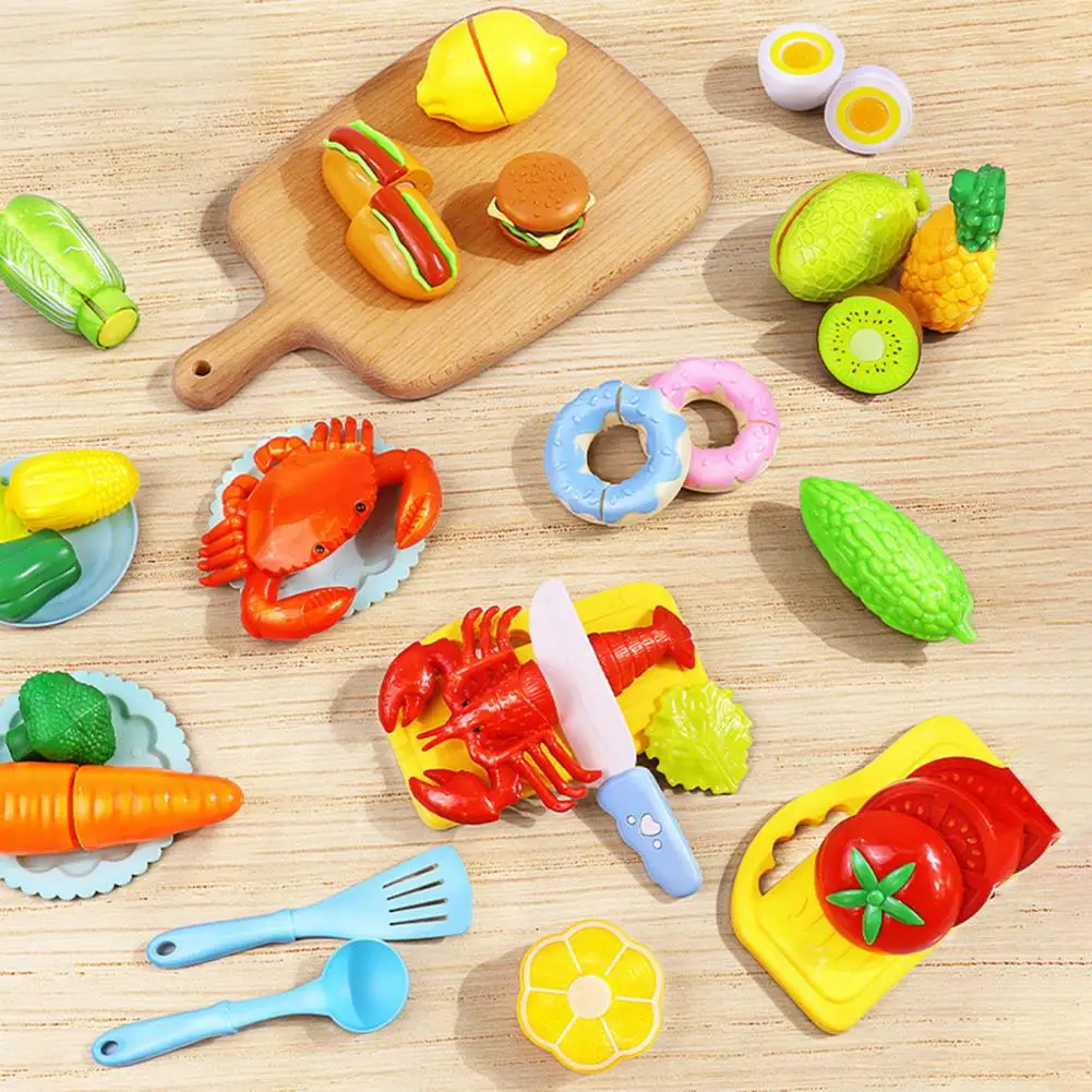 

Kids Kitchen Management Toy Educational Pretend Kitchen Toy Set with 46pcs Cutting Play Food Fruit Vegetable for Toddlers