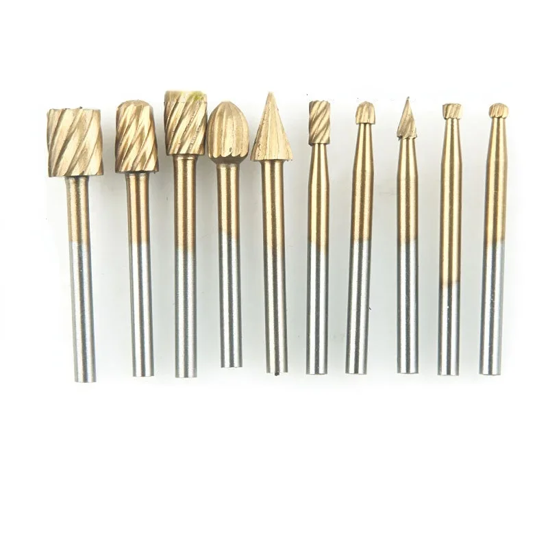 

10pcs Woodworking Milling Cutter Woodworking Graver Carver Bits Rotary File Set for Rotary Tool