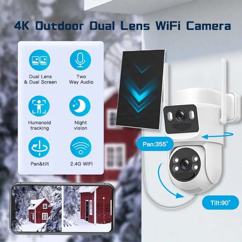 SZSINOCAM 2PCS 3MP Wifi Camera PTZ Outdoor Dual Screens Human Detection Dual Lenses 3MP Security Protection IP Camera Audio - Image 2