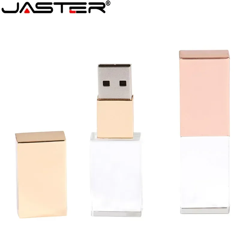 Jaster-waterproof Usb Flash Drives Pendrive Cristal Elegante Pen Drive Prova de Água Logotipo Livre Presente 4gb 16gb 32gb 64gb Mais de 10 Pcs - Imagem 5