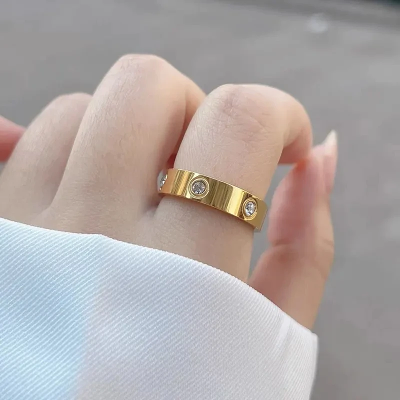 Classic Cross Stainless Steel Love Ring Women Men Rose Gold Color Couple CZ Crystal Rings Luxury Jewelry Wedding Gift cross rings