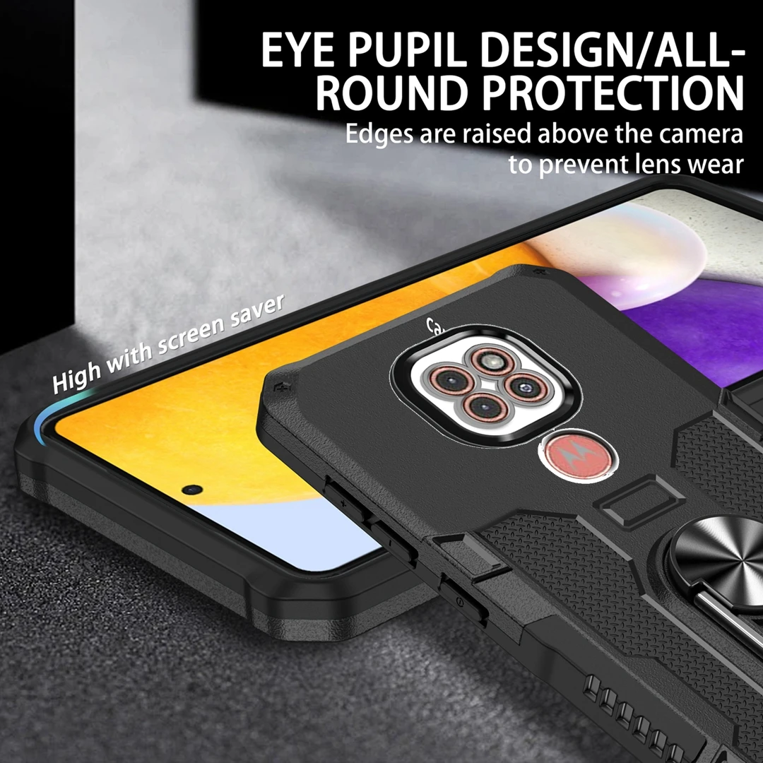 Magnetic Ring Stand Holder Shockproof Armor Phone Case with Silicone Bumper Back Cover