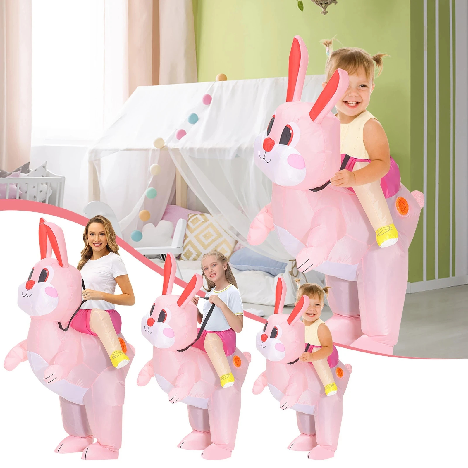 Adult Size Inflatable Rabbit Costume Bunny Jumpsuit Ladies Xmas Gift Cosplay