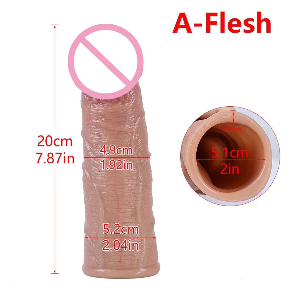 Skin Feeling Realistic Dildo Soft Silicone Material Enlarged Penis Extension Cock Adult Sex Toy Big Dick Condom Man Sexy Tool sex toys