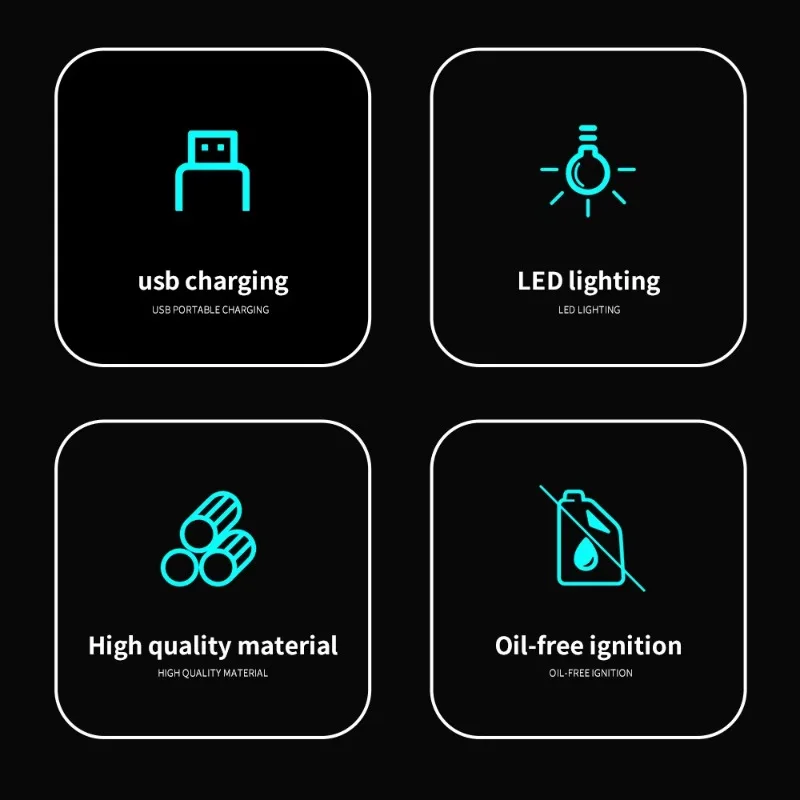 Portable Pulse Single Arc Flameless Windproof Plasma USB Rechargeable LED Lighting Metal Lighter Men's Creative Selected Gadgets 4