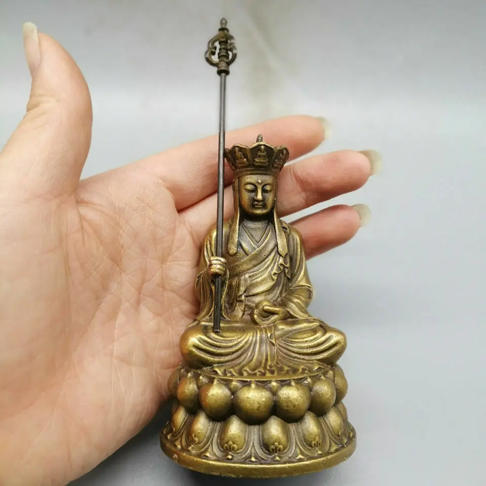 

5.2" Bronze Statue of Chinese Pure Copper Dizang Bodhisattva