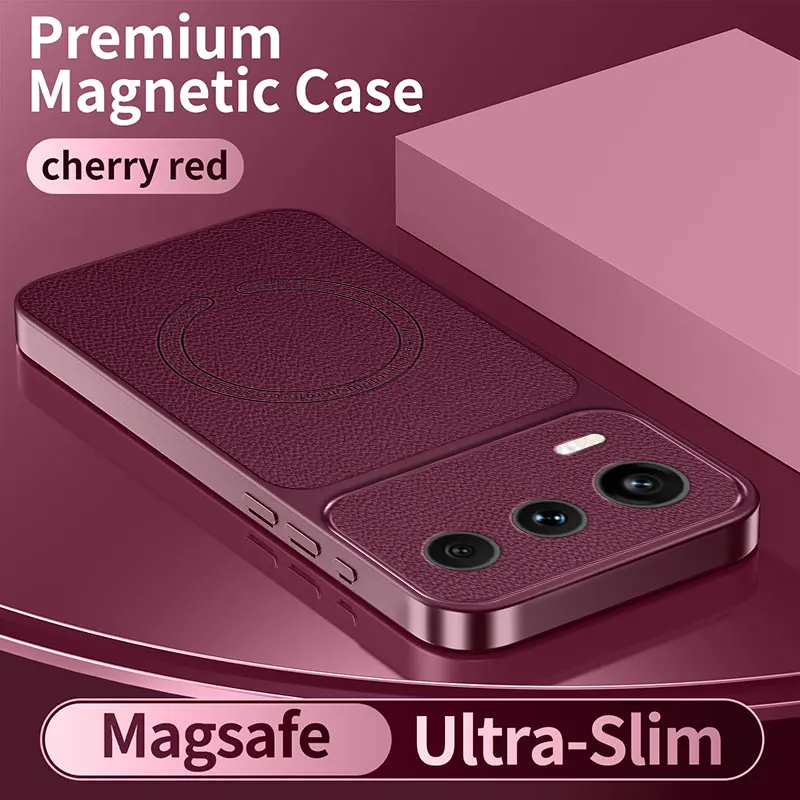 Luxury PU Leather Pattern Magnetic Wireless Charging Case