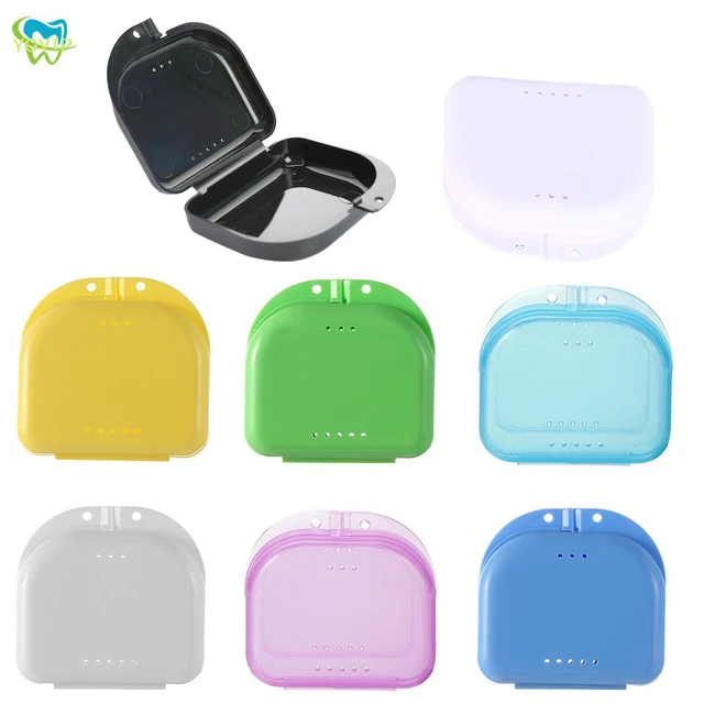 1PC Orthodontic Mouth Guard Case Fake Teeth Cover Retainer Case With Vent Holes Denture Box Case Tight Snap Lock Retainer Holder
