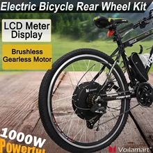 Voilamart-Kit de conversión de bicicleta eléctrica, Kit de Motor sin escobillas de cubo de rueda trasera con medidor LCD, 26 pulgadas, 48V, 1000W