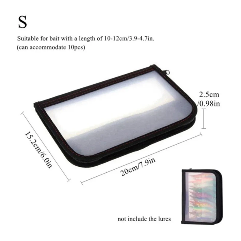 Boîte de rangement transparente pour leurres calamars - Étui pêche avec fermeture éclair double sens