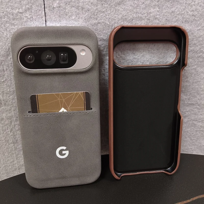 Leather Sheepskin Card Holder Phone Case - Luxury Business Style Protective Back Cover