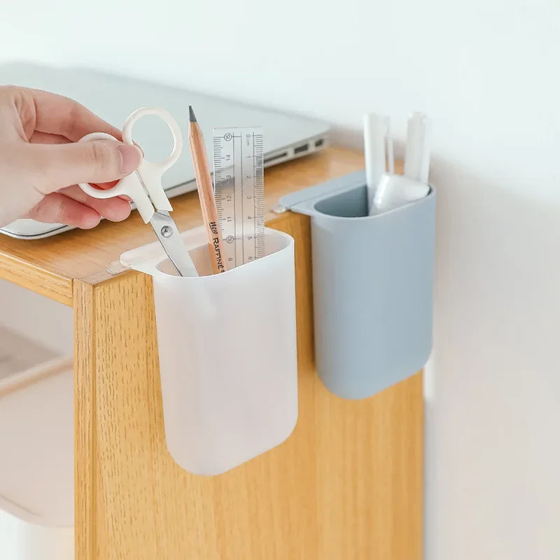Self Adhesive PP Desk Hanging Pen Case pencil case pen holder desk organizer pen and brush holder desk storage rack