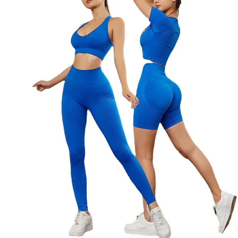 solid Training suit set Sport pants Clothing fitness yoga set crop