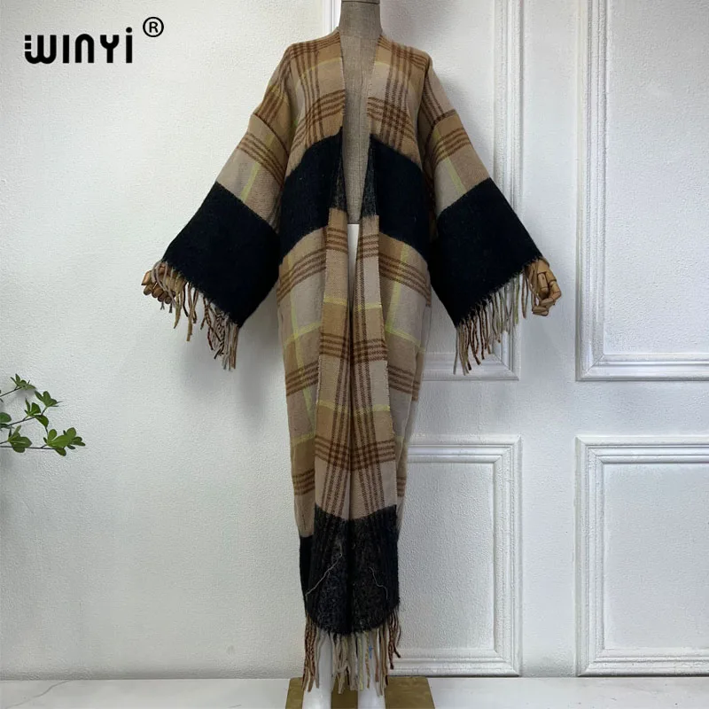 

WINYI Африканский зимний Кардиган платье для женщин Новое макси пальто толстое теплое длинное пуховое пальто Ближний Восток осень абайя кафтан