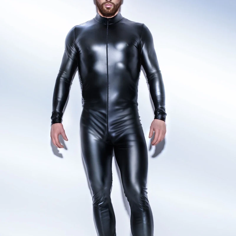 

S-5XL мужской, из искусственной кожи, с застежкой спереди, костюм фетиш