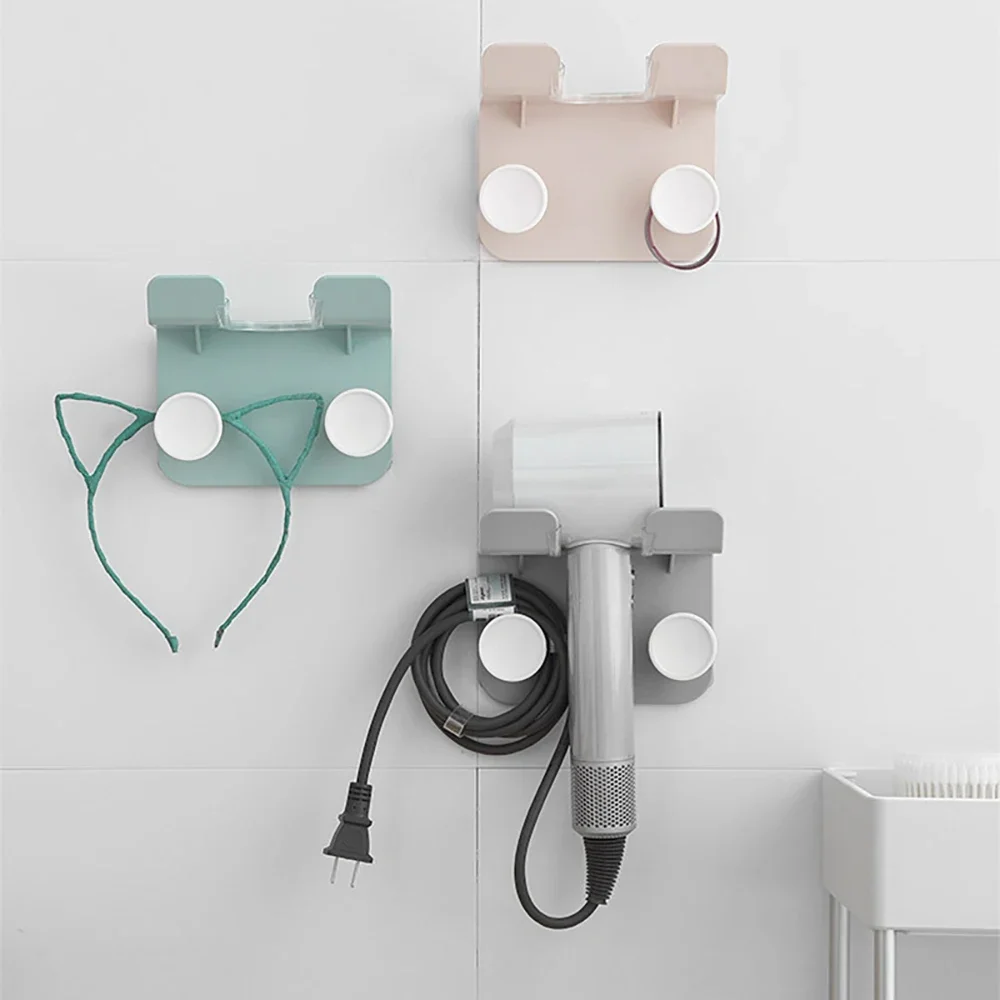 

1pcs Bathroom Hair Dryer Stand Organizer Shelf Storage Hairdryer Rack Holder Door Hook Ring Plastic For Home Hotel Dormitory