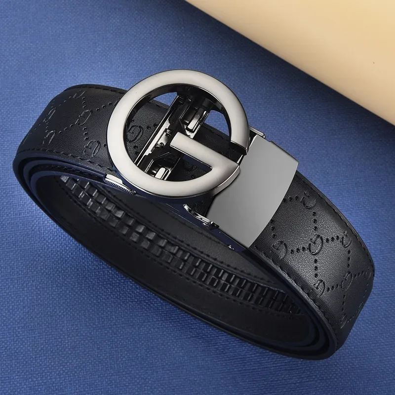 Men's Luxury Genuine Leather Belt with Automatic Alloy Buckle - Premium Designer Waist Strap