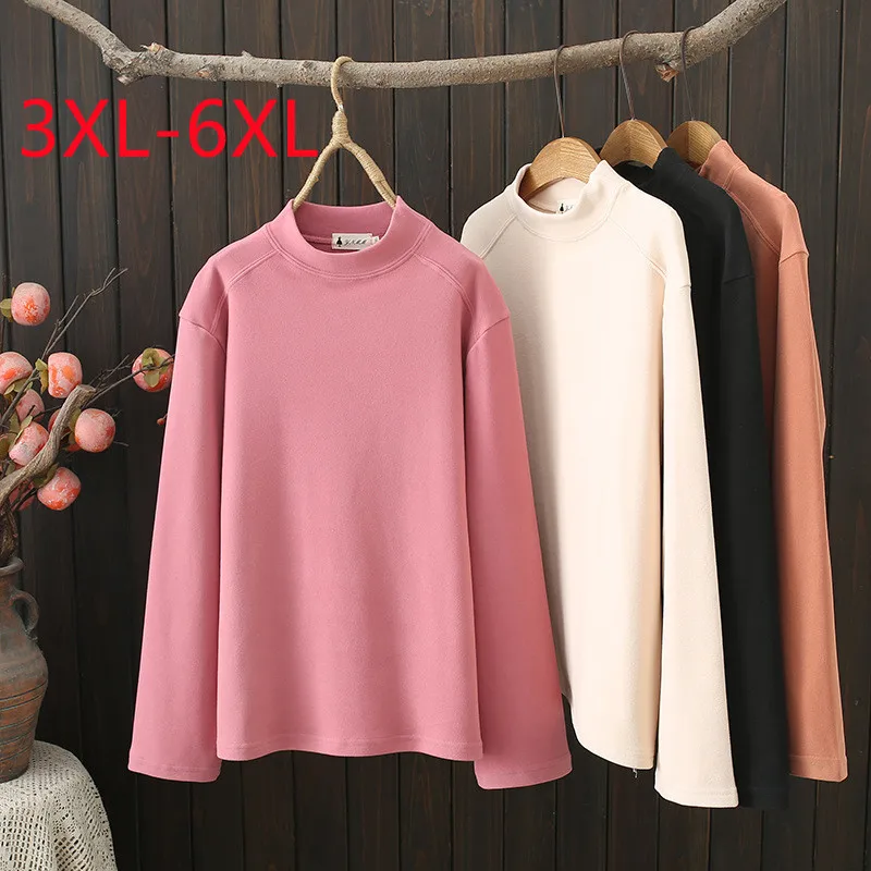 

New 2023 Ladies Spring Autumn Plus Size Tops For Women Large Size Long Sleeve O-neck Black T-shirt Blouse 3XL 4XL 5XL 6XL