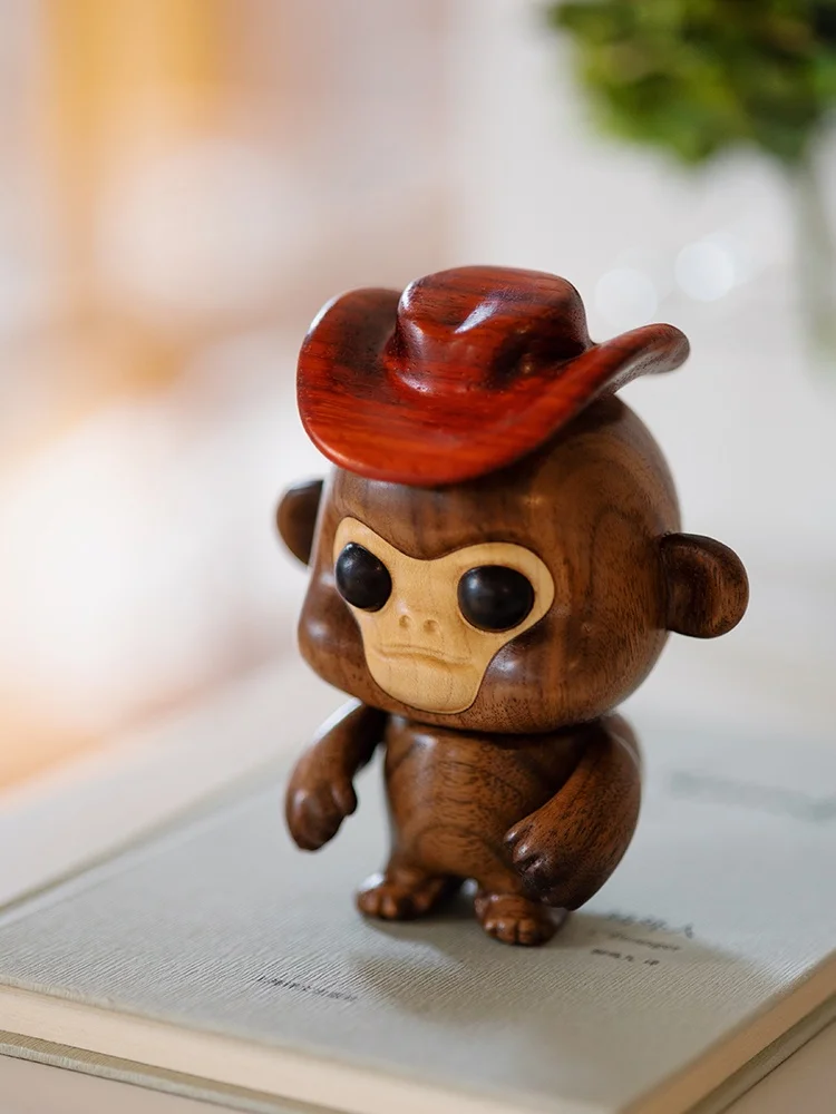 창의적인 카우걸 모자 데스크탑 장식품, 진짜 검은 호두나무 카우보이 모자, 친구 선물, 나무 공예품, 수제 장식품