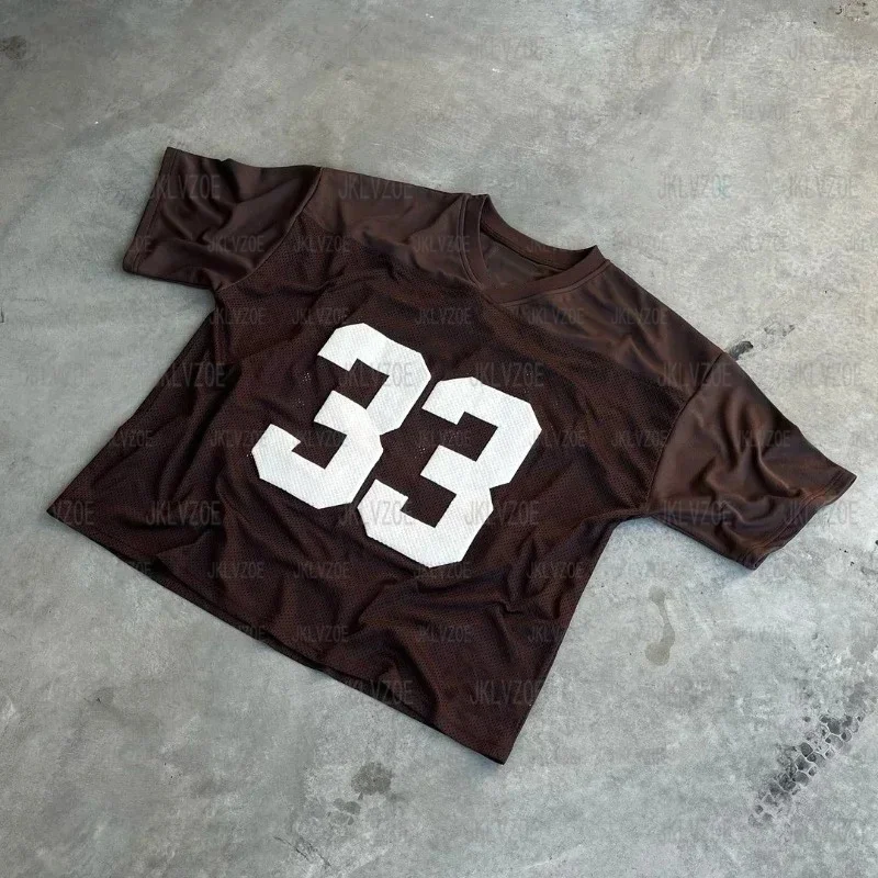 Y2K Mesh #33 Jersey Quick Dry TShirt Breathable Streetwear Men Women Oversized College SportWear Unisex Football Training Tshirt 4