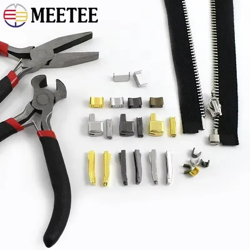Zipper Repair Kit 1Set 3# 5# 8# Open-end Zipper Socket Stopper for Metal Nylon Resin Zippers