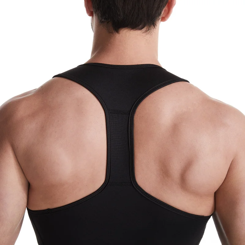 Mens Shapewear I-Shaped Back Belly Corset Vest Sweaty Gym Slimming Body Shaper Compression Shirt Tummy Control Undershirt