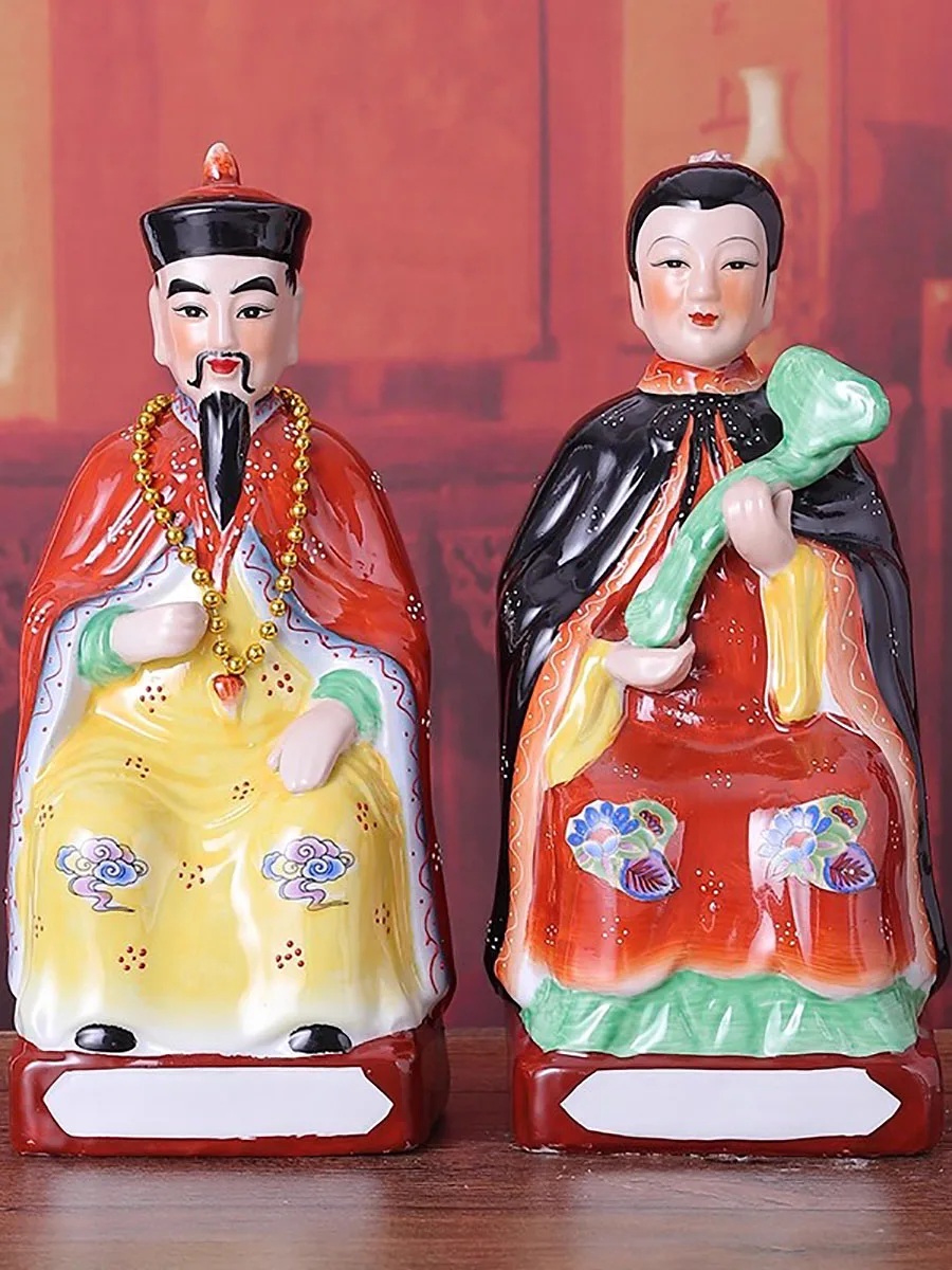 Antique Color Porcelain Statue - Hu Huang Chang Mang Four Great Families Deity, Chinese Folk Religion Altar Figurine, Home Prote