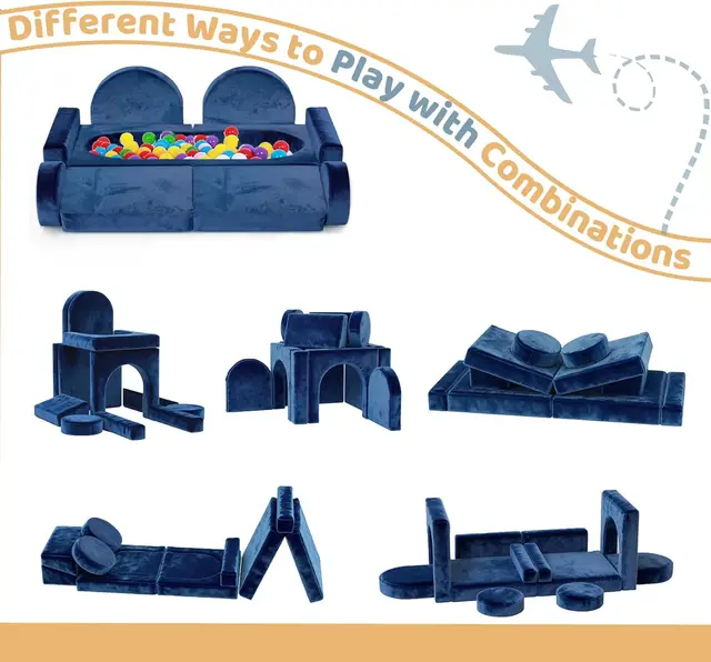 Modular Kids Sensory 12pc Certified Convertible Sectional Sofa