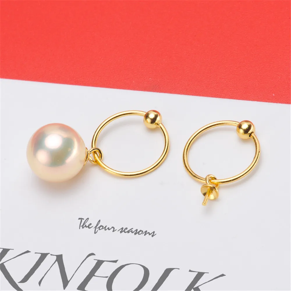 

DIY pearl accessories S925 silver natural pearl earrings, empty holder, fashionable style with 8-10mm beads