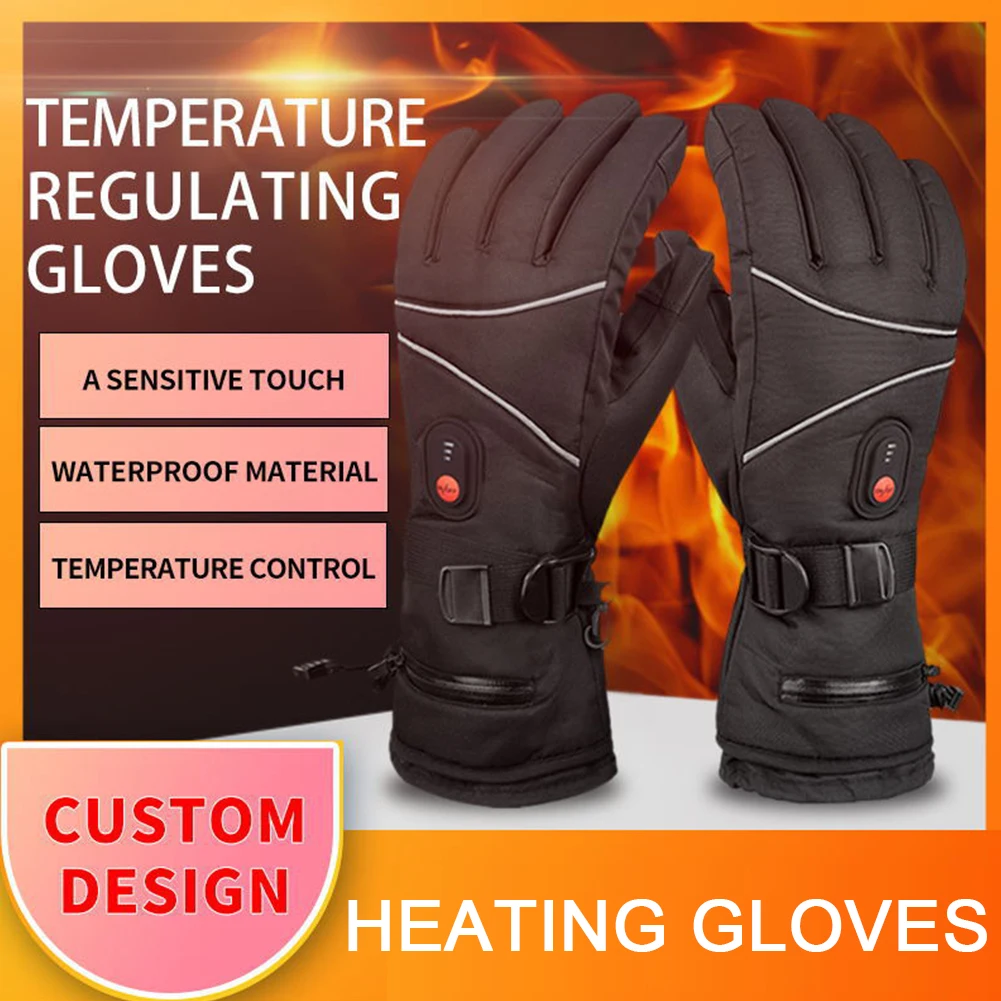 1 Pair Electric Heating Gloves Windproof Winter Gloves Touchscreen Men Women for Ski Cycling for Motorcycle for Sports Hiking