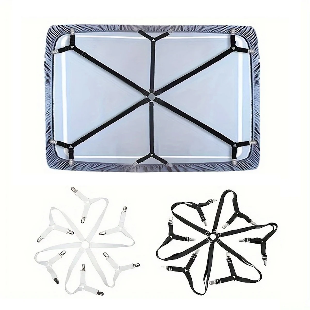 Adjustable Bed Sheet Holder with 12 Non-Slip Mattress Clips Fasteners for Cover Blankets Gripper-Bedding Accessories bed sheet holder