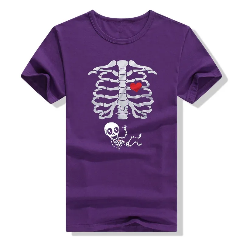 Maternity Halloween Skeleton T-Shirts Couple X-ray Baby Pregnancy Tee Men's Burger Food Funny Pregnancy Announcement Y2k Clothes 2