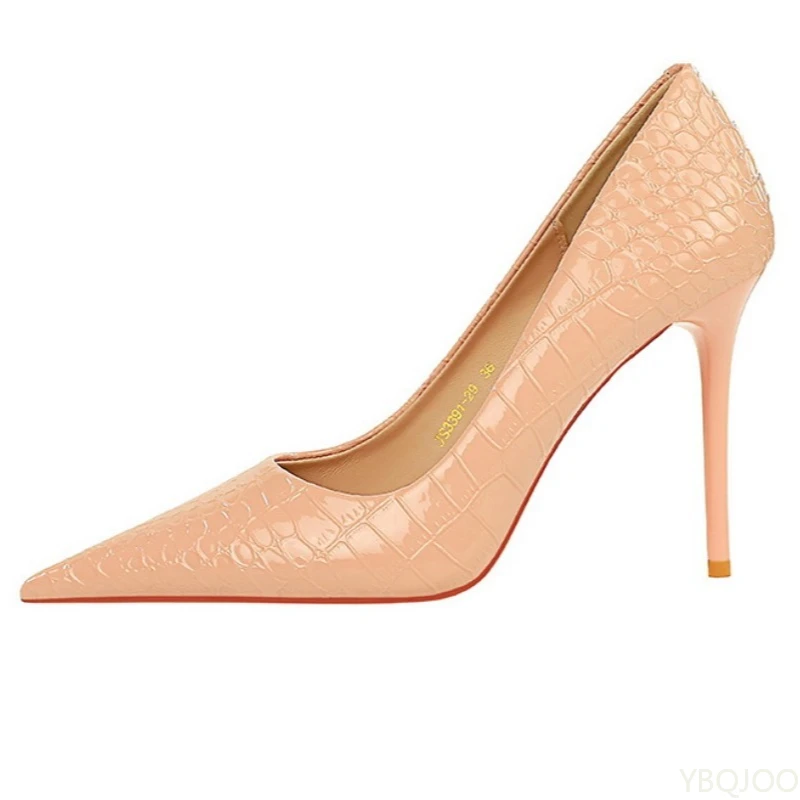2025, kleine Größe, modisch und sexy, schlankmachende High Heels, schmale Absätze, flacher Mund, spitze Schlangenmuster, High Heels, einzelne Schuhe – Detail 15