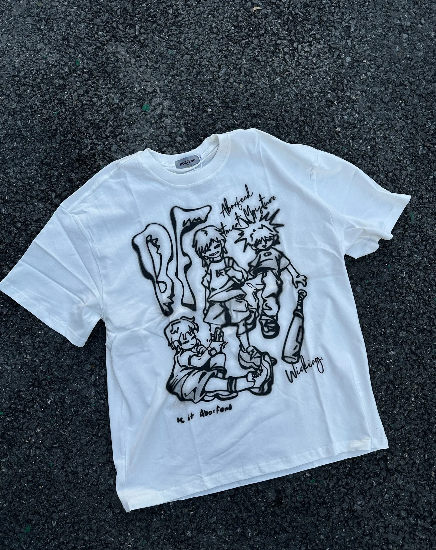 thumbnail image 1 of Camiseta informal con estampado de dibujos animados de Anime de Harajuku, camiseta holgada de gran tamaño con cuello redondo para hombres y mujeres, ropa de manga corta, camisetas de calle japonesas, 1 of 4