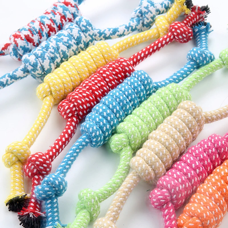 1Pcs Cotton Chew Pets dogs Toys Puppy Durable Braided Bone Knot Rope 27CM Tooth Cleaning Tool Pet Products Dropshipping Center 3