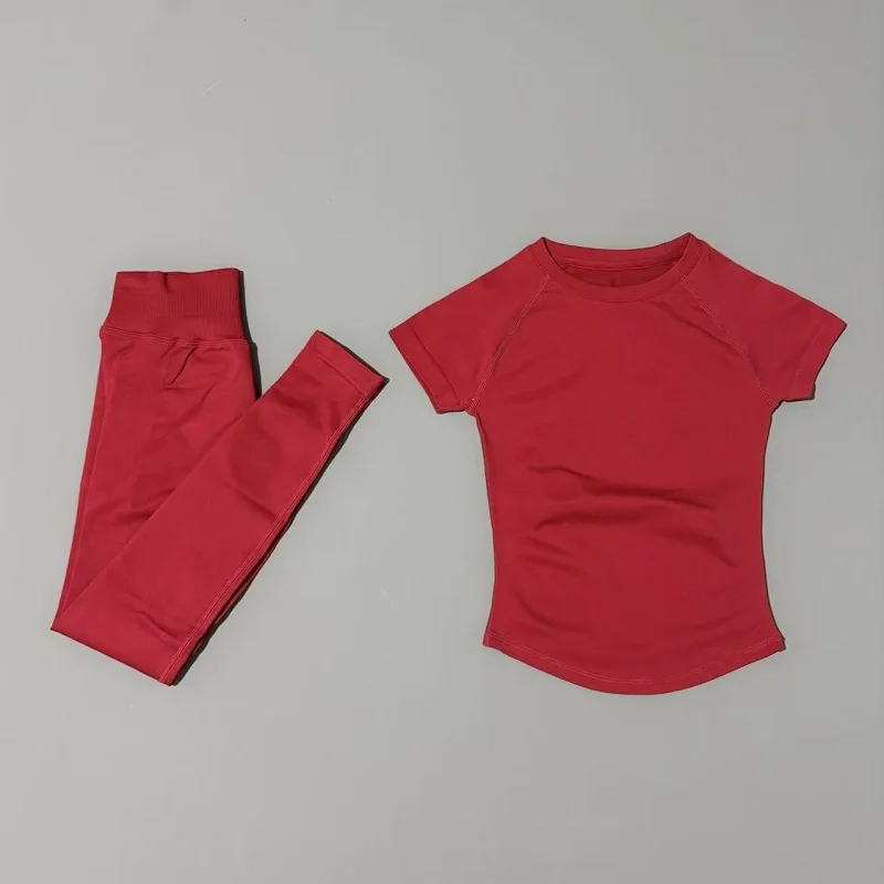 Women's Casual Two-Piece Set: Short Sleeve Top & High Waist Long Pants