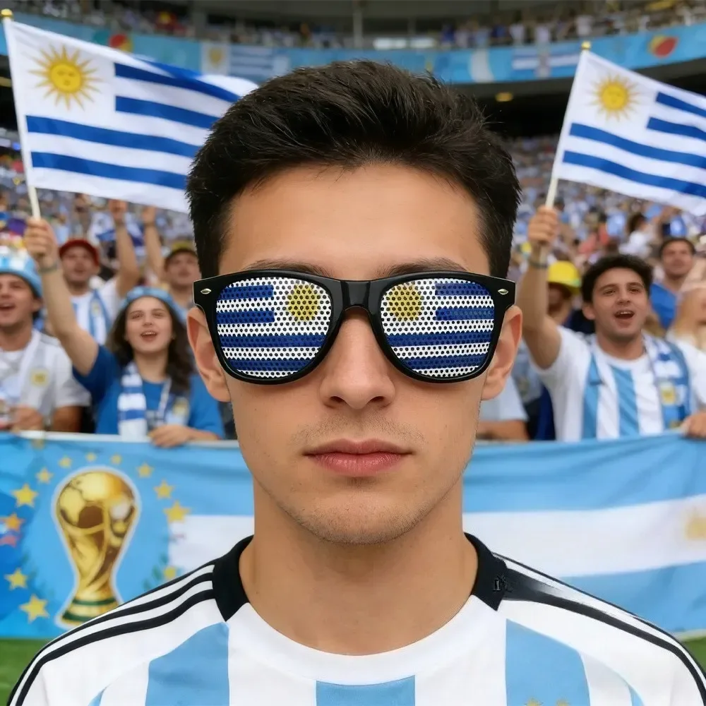 Sonnenbrille mit Nationalflagge, schwarzer Rahmen, dekorative Brillengestelle für Party, Cosplay, Fußballspiel, Geschenk – Detail 2