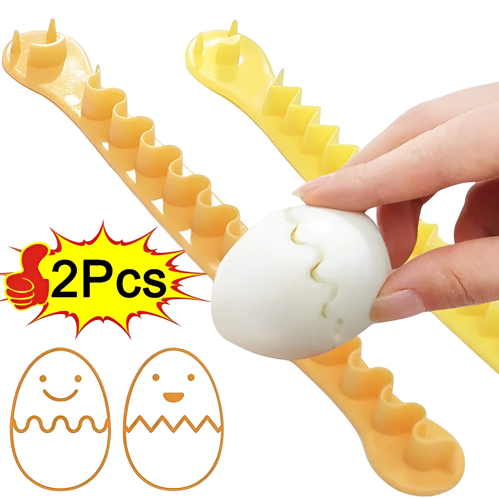 Egg Wave-Cut, Lace Egg Cutter， Fancy Egg Cutter，Slicing Gadgets Kitchen  Accessories，Material safety and easy to clean（2Pcs/Set）