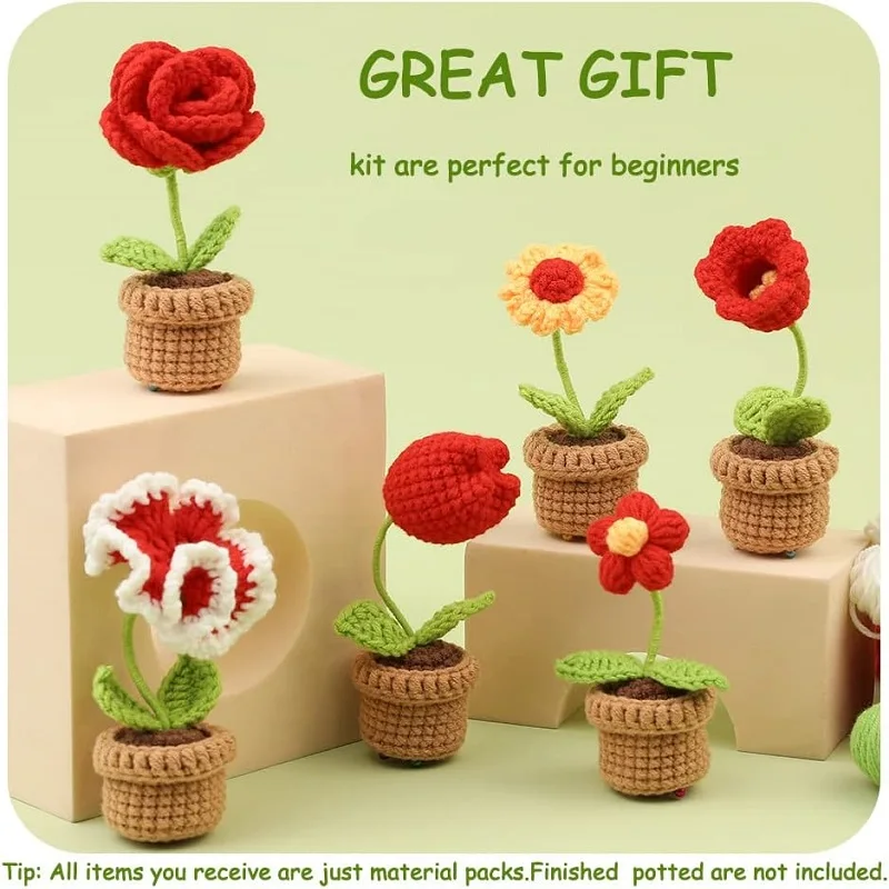 Flowers Knitting Kit for Beginners Adults Knitting Starter Kit with Step-by-Step Instructions Easy Crochet for Beginner crochet kit knitting supplies knitting craft supplies