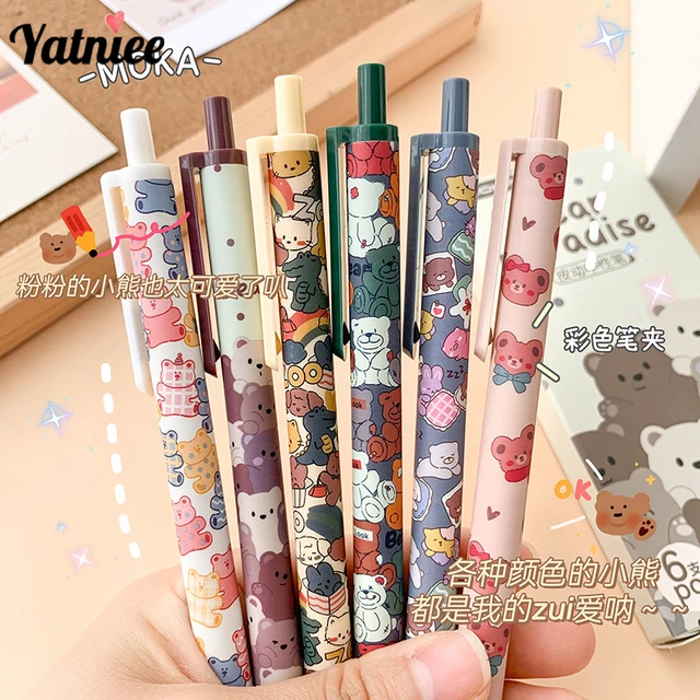 6pcs Papeterie japonaise Stylos mignons École papeterie coréenne