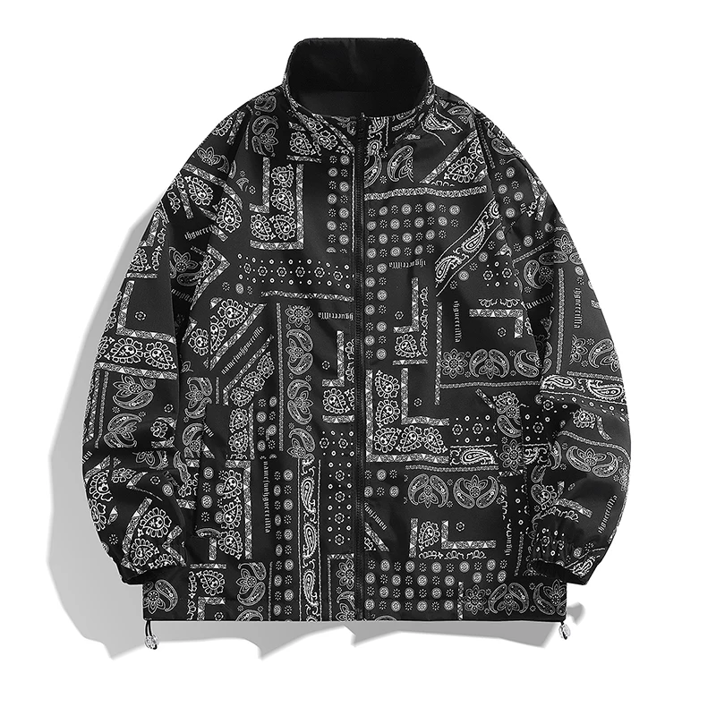 Men Reversible Bomber Stand-up Collar Jacket Autumn Double-Sided Wear Men Windbreaker Technical Coat Oversize Zipper Streetwear