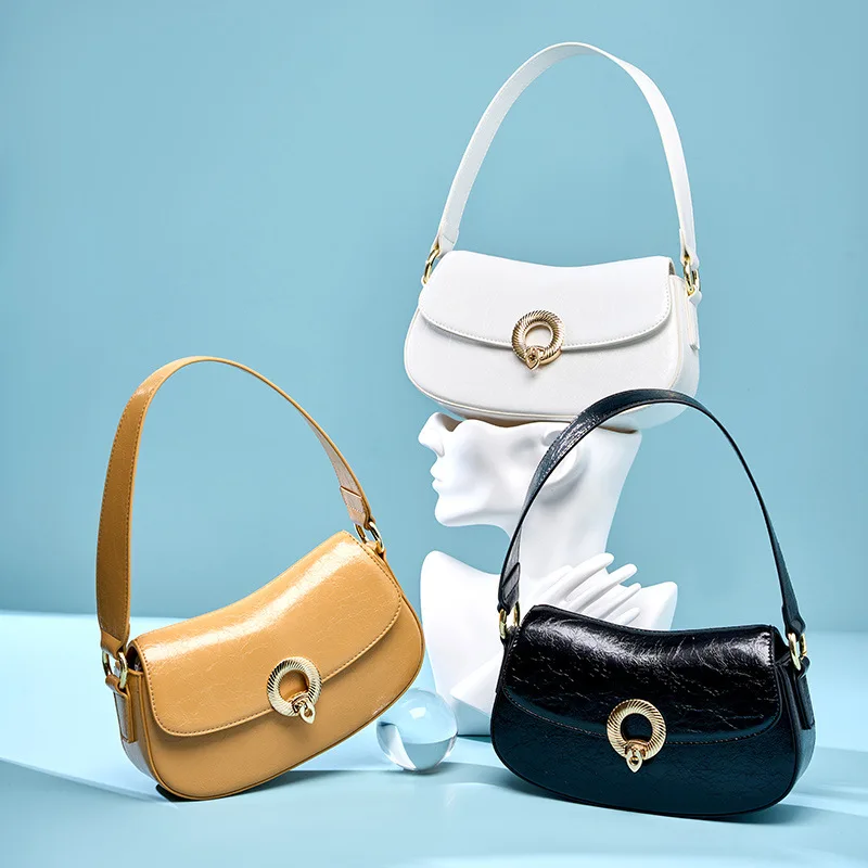 

New 2023 Women's Genuine Leather Bag Simple High Quality Tote Bag Small Vintage Handbag Female Shoulder Crossbody Bags