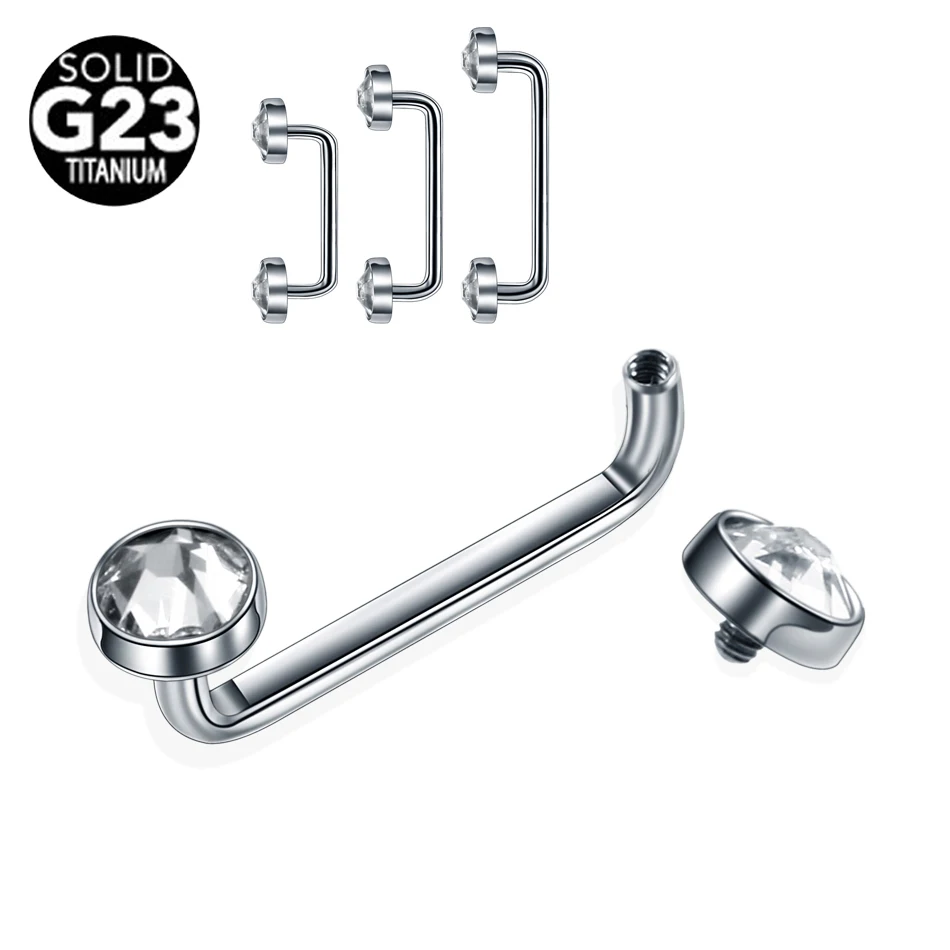 Titanium 16G 14G External&Internal Thread Surface Bar Industrial Barbell CZ Micro Dermal Anchors Ring Piercings Sexy Jewelry 1PC piercing jewelry,body piercing jewelry,body jewelry