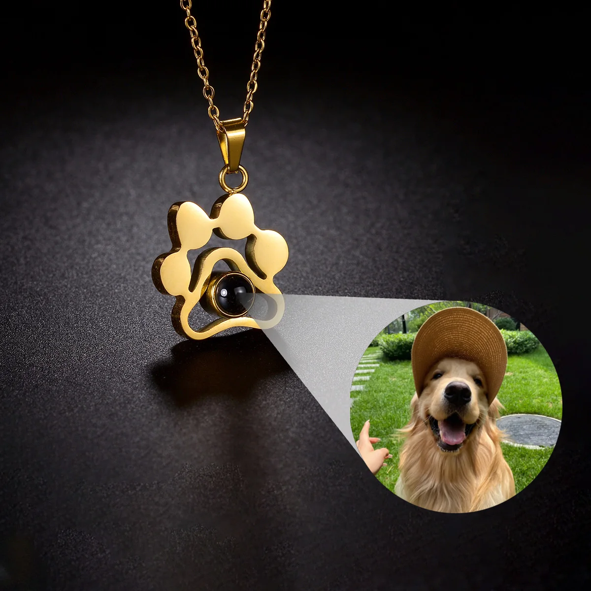 Custom Photo Projection Necklace - 925 Sterling Silver With Personalized Picture Or Name Inside, 40+5cm Chain