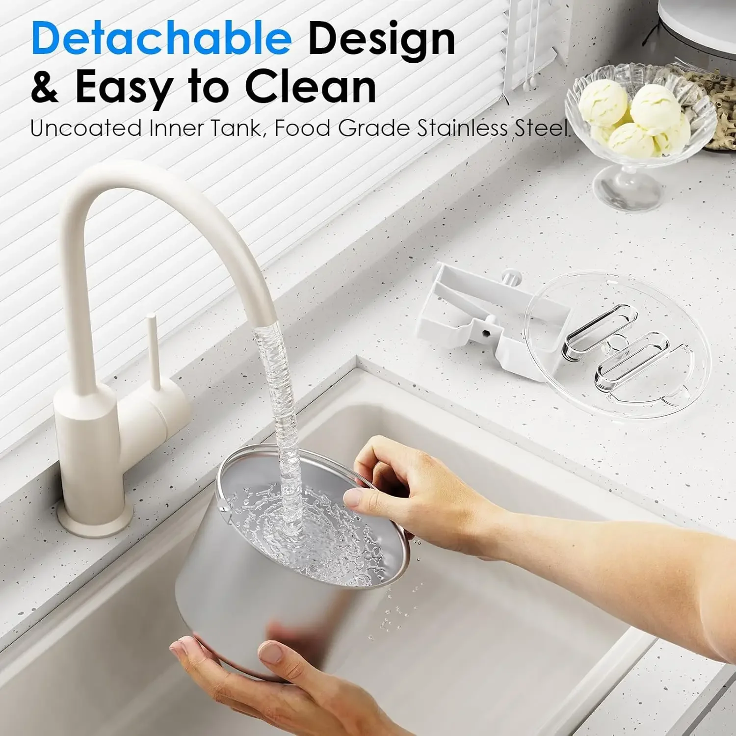 Maker for Home: 2L Automatic Ice Cream Maker Machine with Yogurt Mode, Stainless Steel Homemade Soft Serve Ice Cream M