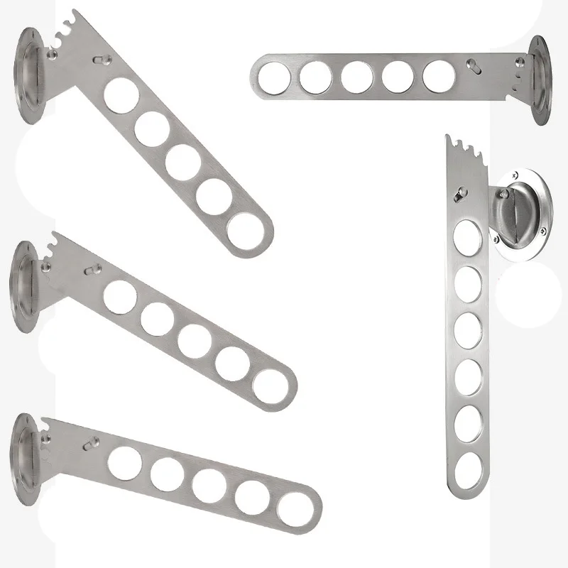 Stainless steel telescopic clothes hanger 5 ~ 12 holes side mounted hooks foldable clothes hanger hanger in cloakroom