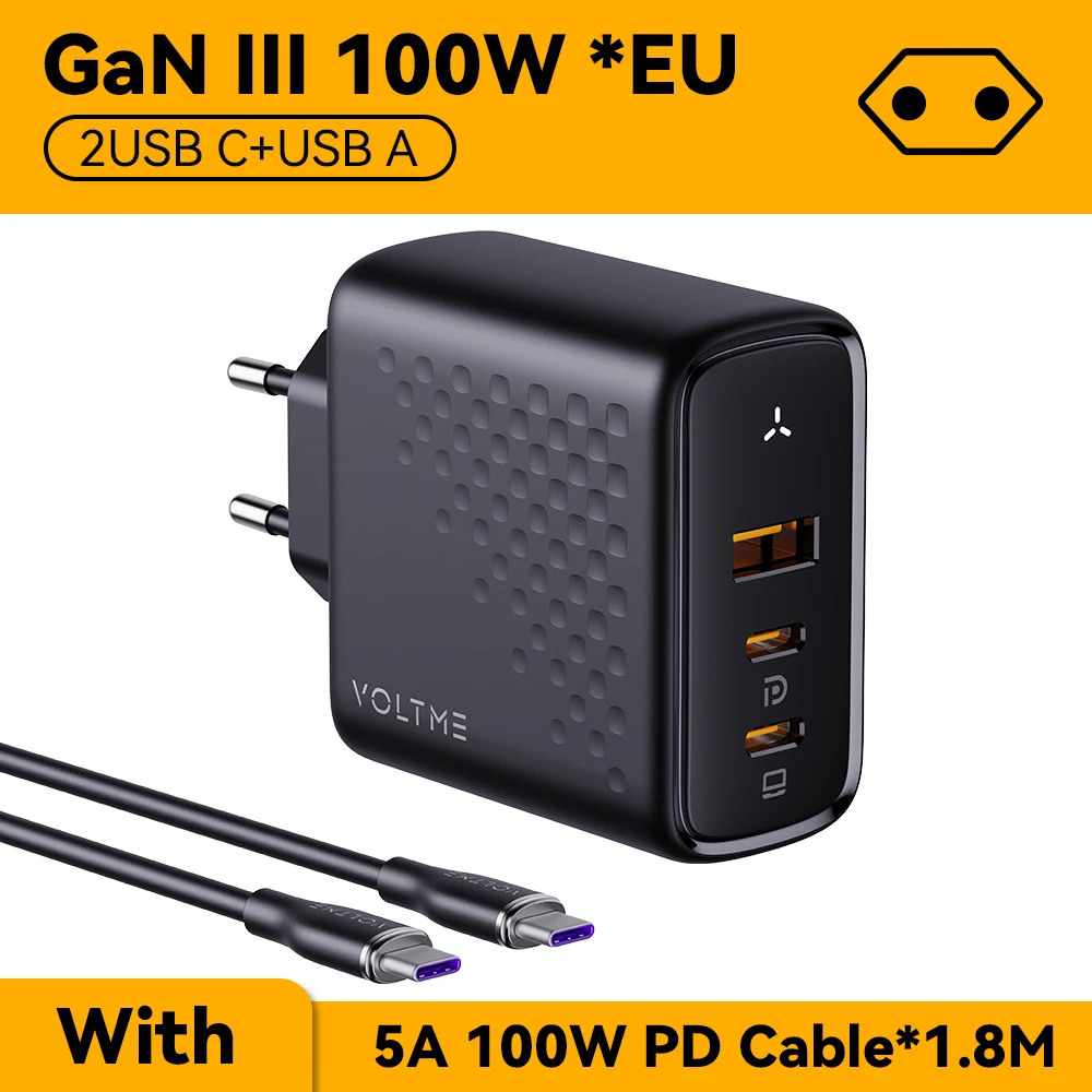 100W EU Black Cable