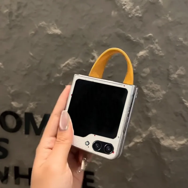 Charming Leather Wave Point Phone Case with Colorful Ball Wrist Strap