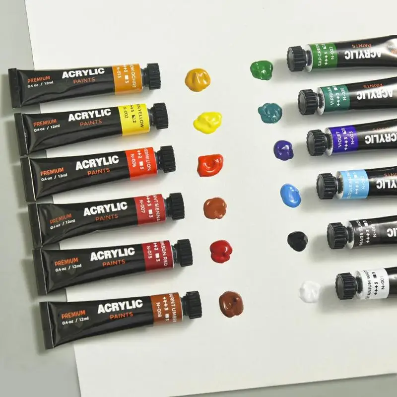 W89C 24 색 아크릴 페인트 키트 아티스트 페인팅 세트 12ml x 24 DIY 공예 용 튜브